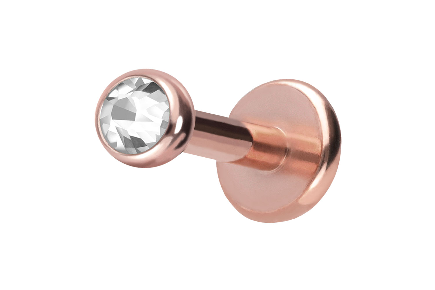 Titan Labret Piercing mit Push Fit KRISTALL
